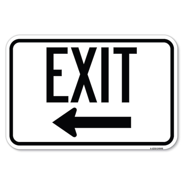 Exit With Left Arrow 2 Heavy-Gauge Aluminum Sign, 12" H, 18" L, A-1218-24049